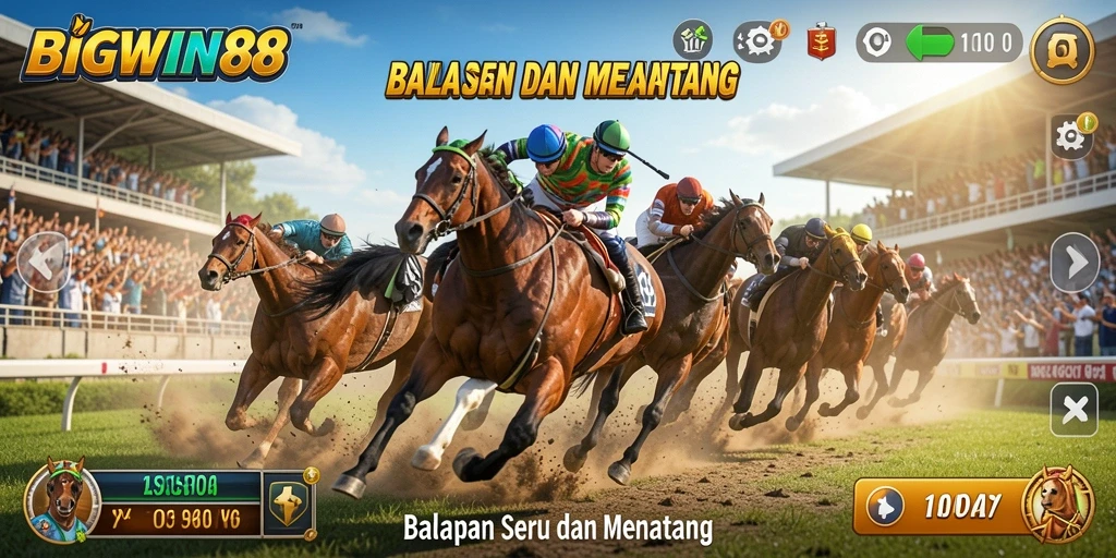 Screenshot menampilkan aksi balapan intens di BIGWIN88.
