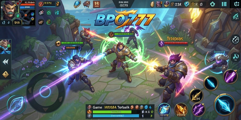Screenshot menampilkan aksi seru dalam gameplay BPO777 MOBA.