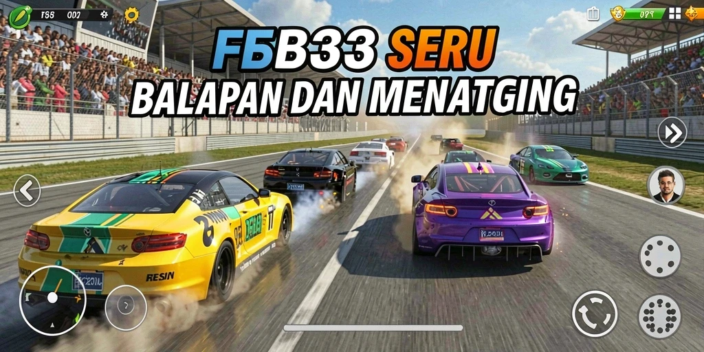 Tampilan seru dari gameplay balapan di FB333 dengan mobil berkecepatan tinggi.