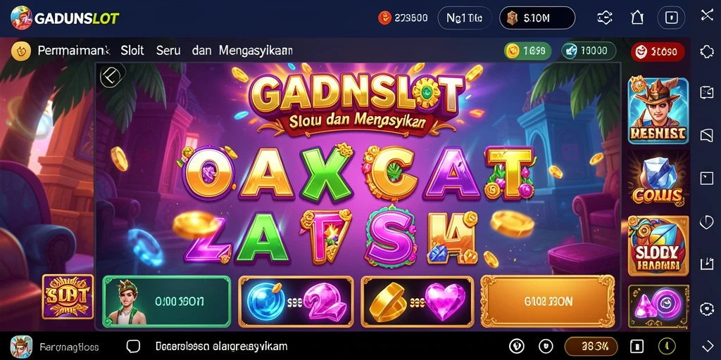 Screenshot GADUNSLOT menampilkan gameplay menarik dengan berbagai tema slot.