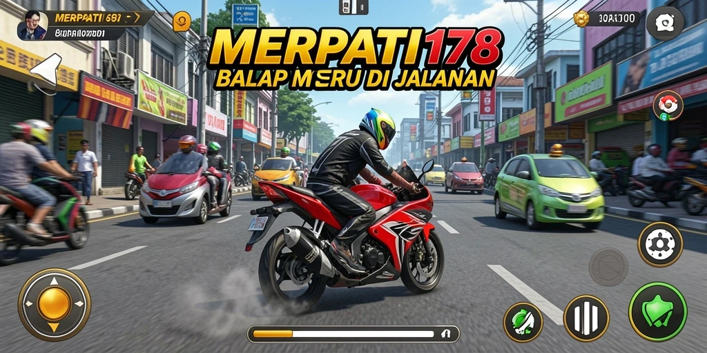 Screenshot utama MERPATI178 menunjukkan aksi balap motor yang mendebarkan.