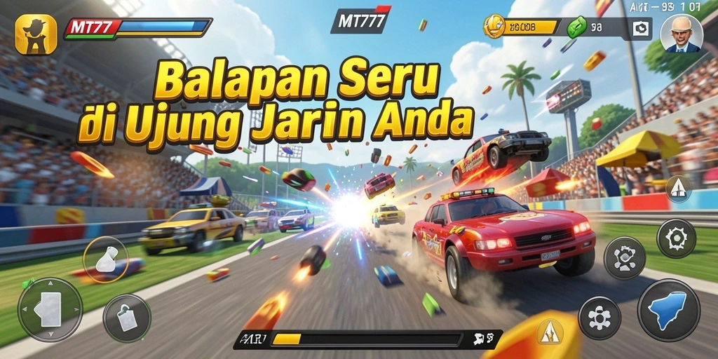 Tampilan gameplay balapan yang intens dan seru dari MT777.