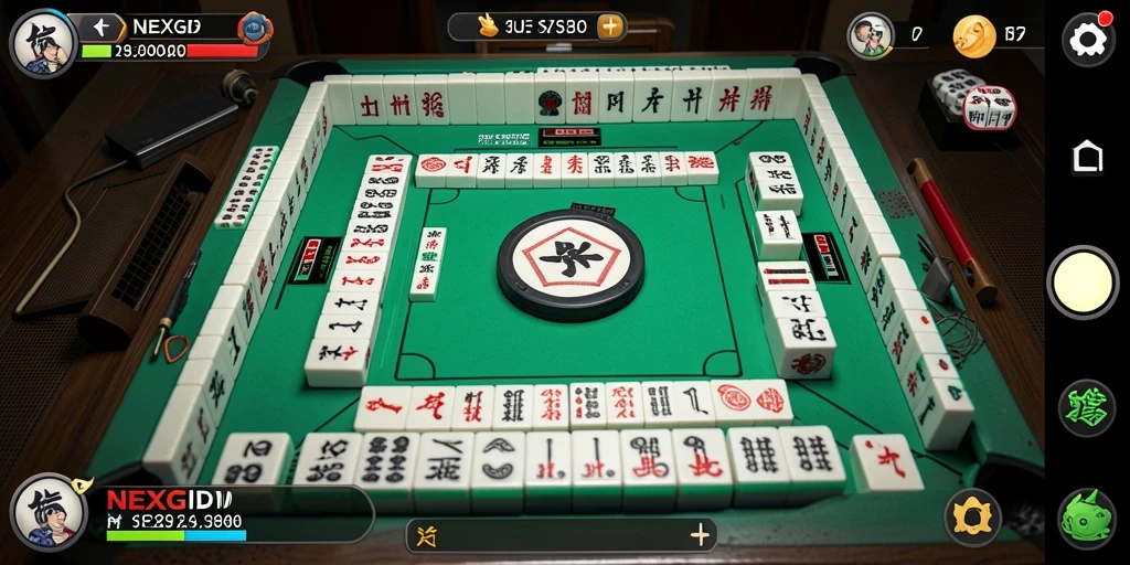 Screenshot gameplay NEXGID dengan tampilan ubin Mahjong yang menarik.