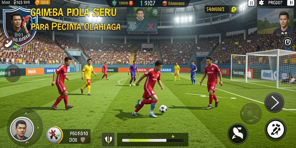 Tangkapan layar gameplay PRG007 yang menampilkan aksi sepak bola seru.