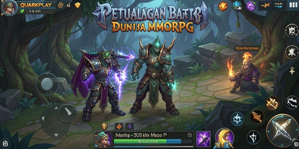 Tampilan permainan QUARKPLAY yang menampilkan aksi seru dalam dunia MMORPG.