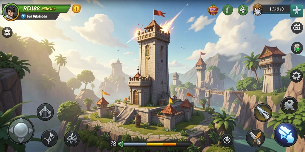 Tangkapan layar gameplay RDI88 menampilkan strategi menara yang cerdas.