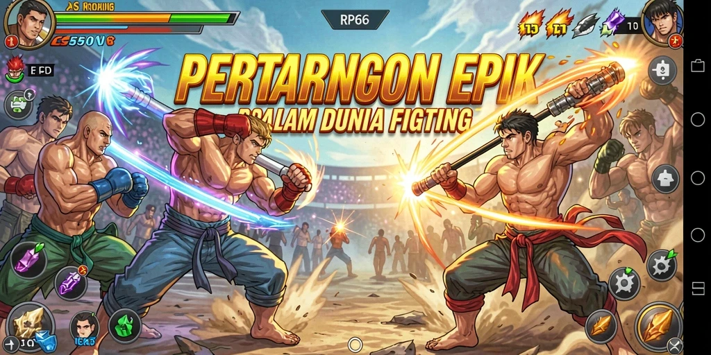 Screenshot menunjukkan pertarungan intens dengan karakter unik dalam RP66.