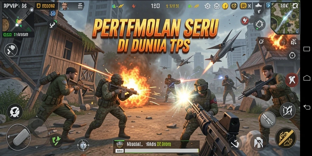 Screenshot RPVIP6 menampilkan aksi pertempuran intens dalam gameplay TPS.