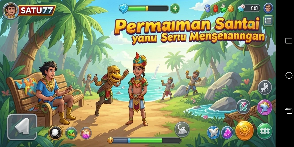 Tampilan gameplay SATU77 yang menyenangkan dan penuh warna.