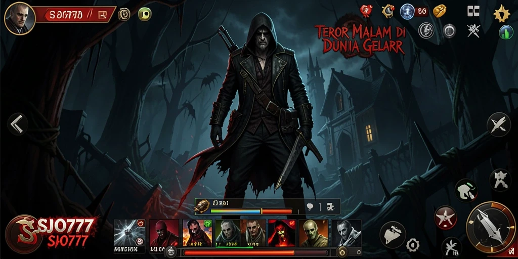 Tampilan menegangkan gameplay SJO777 dalam suasana gelap.