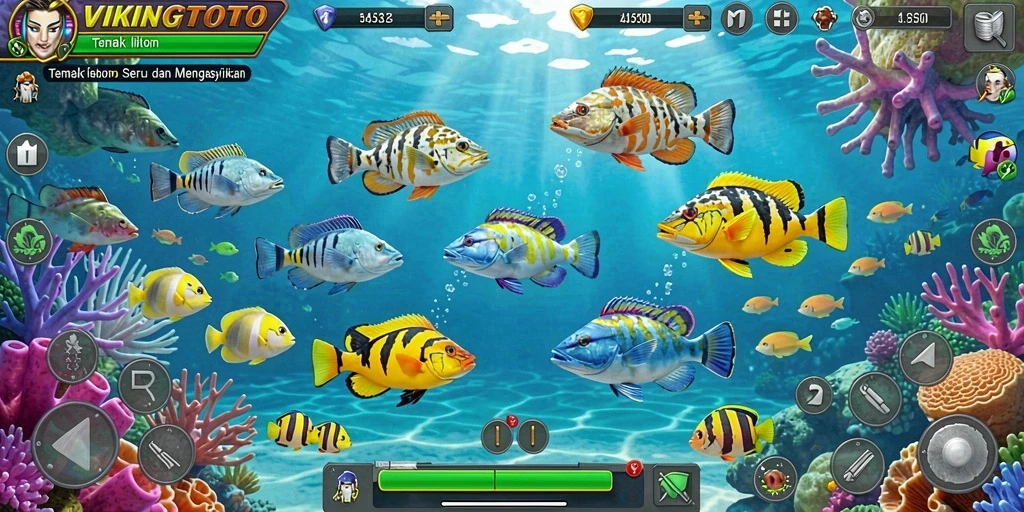 Screenshot utama VIKINGTOTO menampilkan aksi menembak ikan yang mendebarkan.